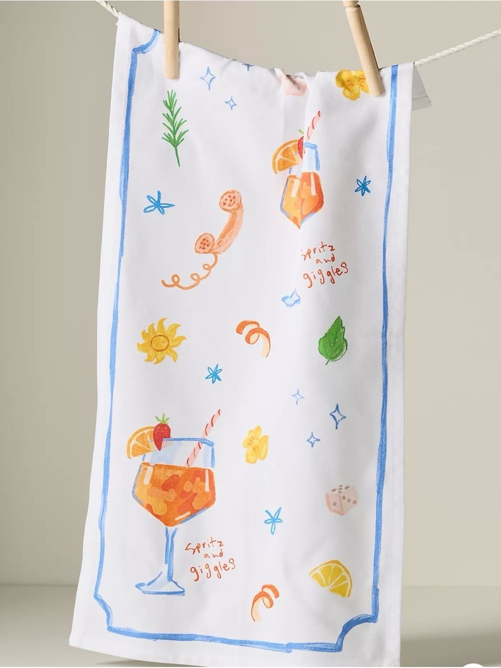 NWT Anthropologie “Spritz And Giggles” Bar Dish Towel 12x24